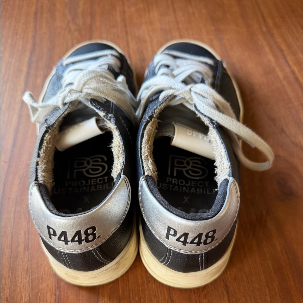 P448 John Low Top Sneaker Black Leather Women’s EU 38 US 7.5–8 - Picture 2 of 8